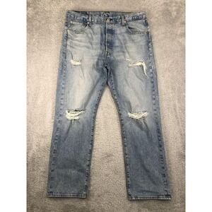 Levi's 501 93 Jeans Men's 36x30 Blue Straight Distressed Button Fly *Flaw